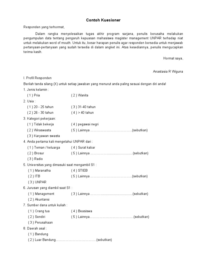contoh angket