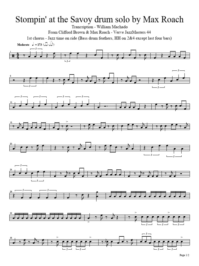 Max Roach's Stompin' Drum Solo | PDF