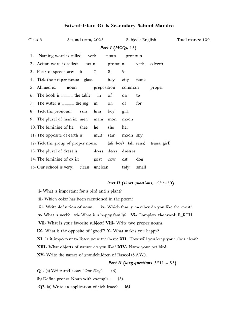 3 2nd Term English Download Free Pdf Noun Grammatical Gender