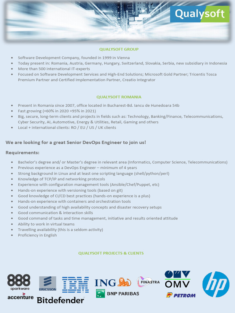 Senior DevOps Engineer @qualysoft | PDF | Computing | Computer Science