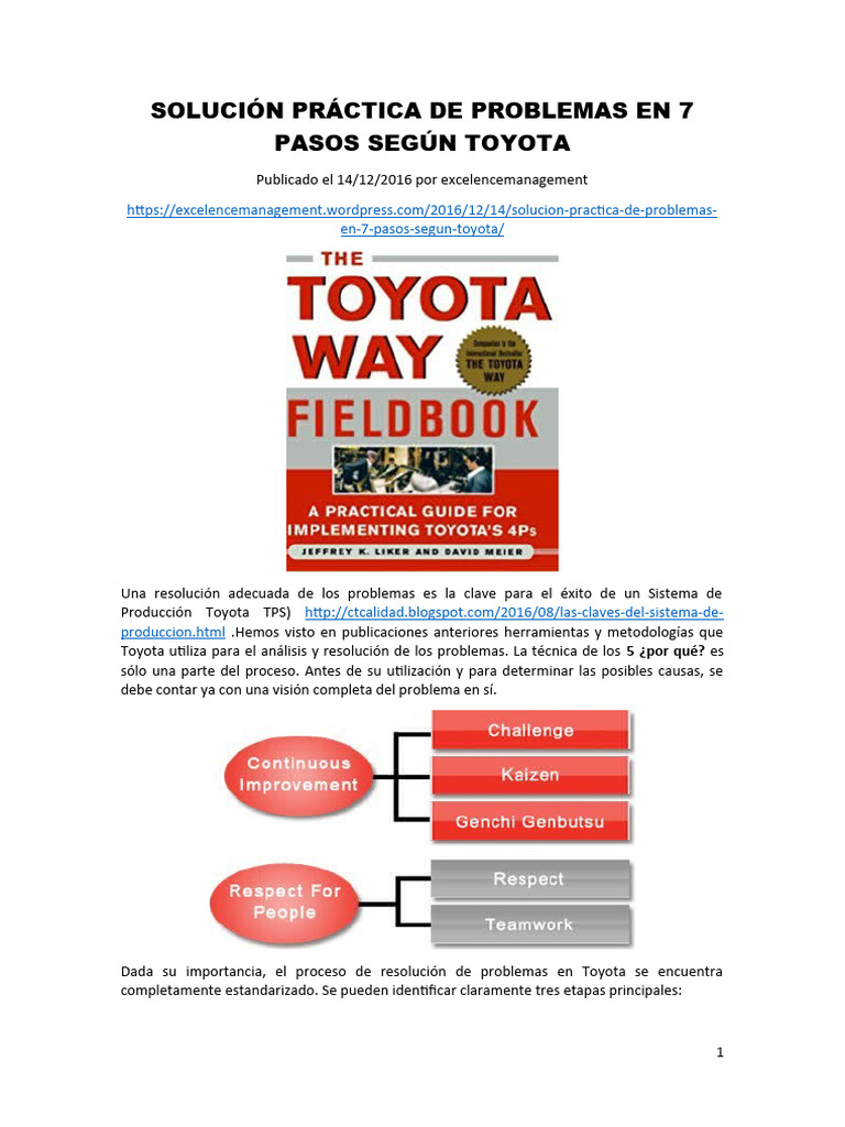 7 Pasos para Resolver Problemas en Toyota | PDF | Evaluación | Ciencia ...