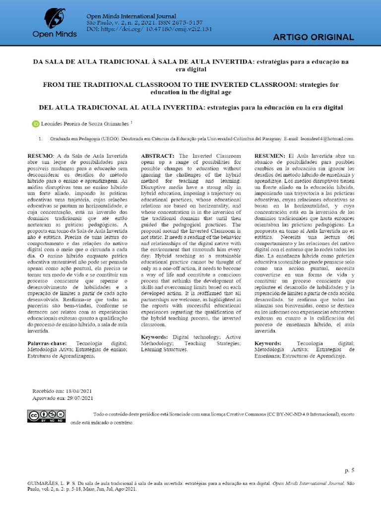 Vista Do Da Sala De Aula Tradicional à Sala De Aula Invertida