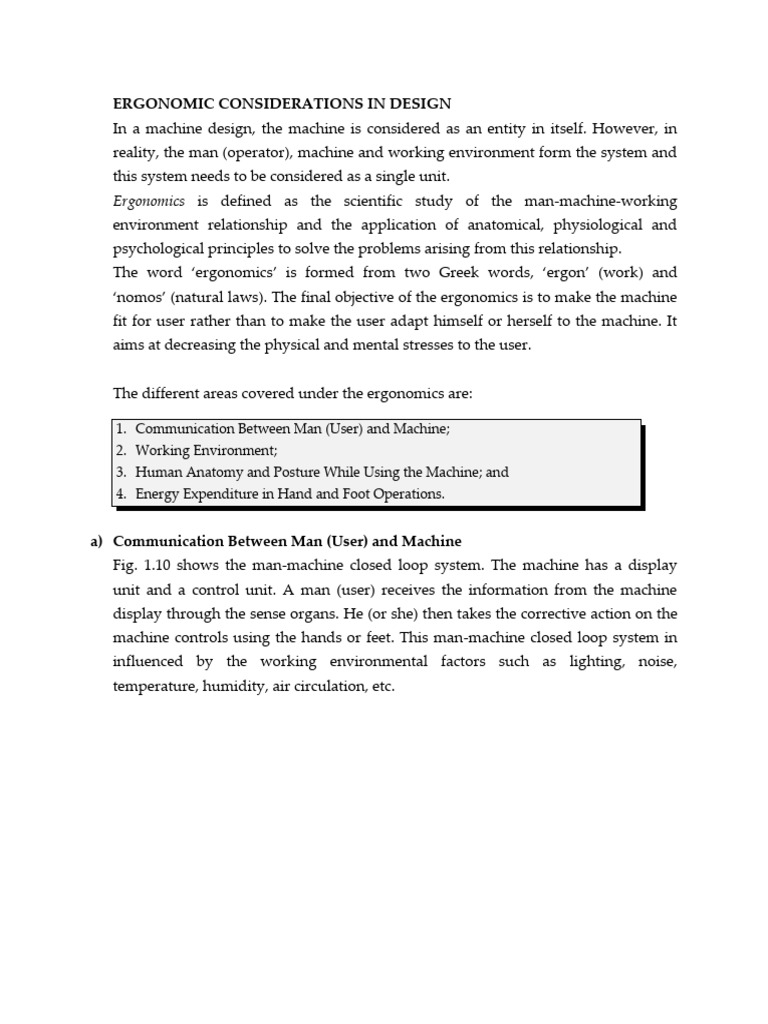 Ergonomic Principles in Machine Design | PDF | Human Factors And ...