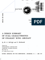 A Design Summary of Stall Characteristics of Straight Wing Aircraft