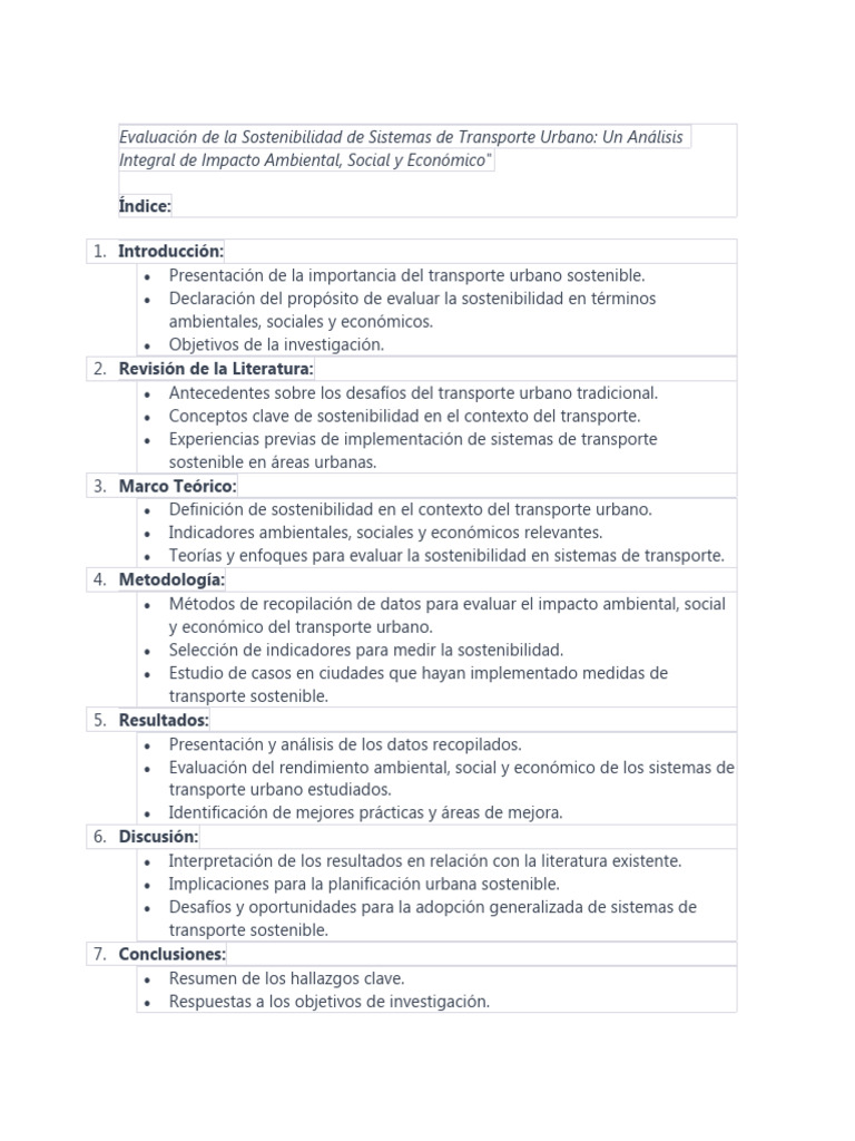 Evaluación de La Sostenibilidad de Sistemas de Transporte Urbano | PDF ...