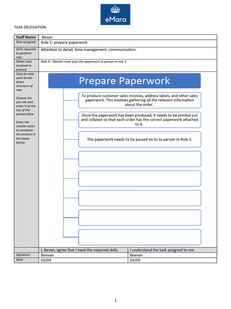 Task Delegation Template V1.1 | PDF