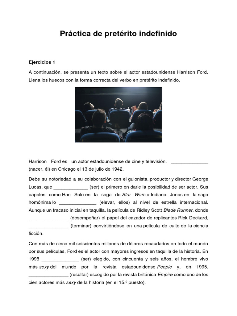 Ejercicios de pretérito indefinido | PDF