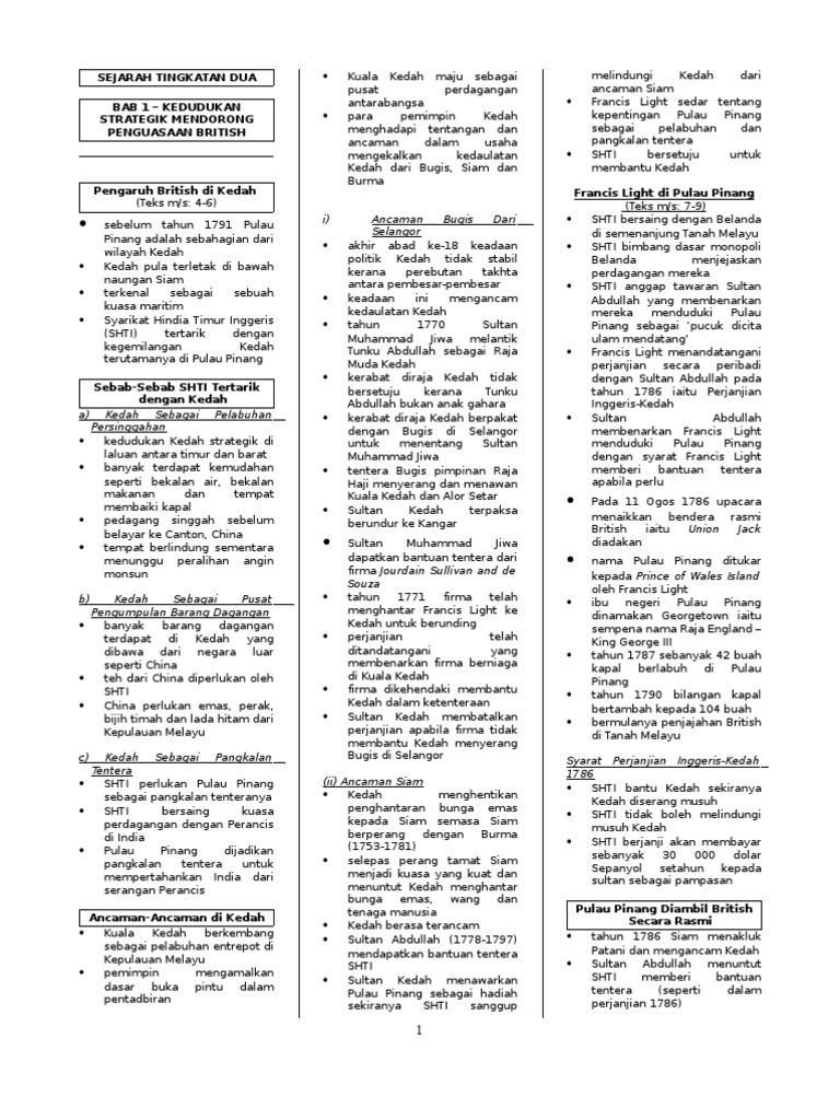 Nota Sejarah Form 2 | PDF