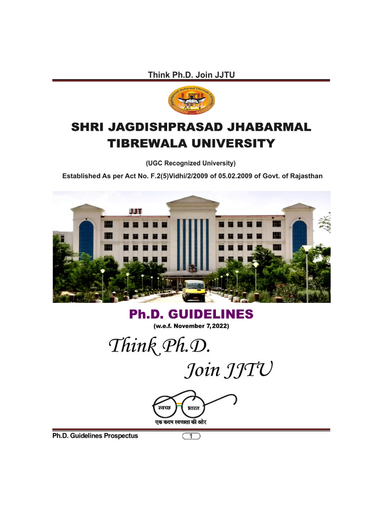 JJTU Ph.D. Guidelines and Benefits | PDF | Doctor Of Philosophy | Thesis