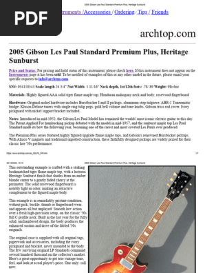 2005 Gibson Les Paul Standard Premium Plus, Heritage Sunburst