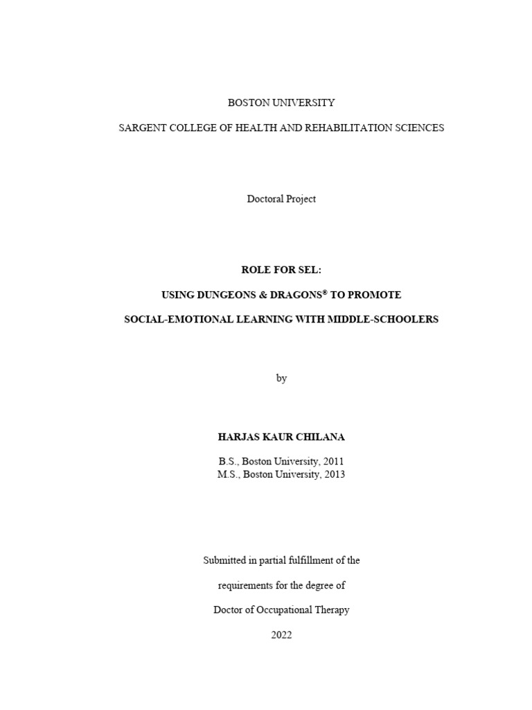Chilana dnd to promote social emotional learning school pdf