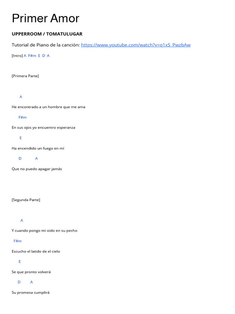 Primer Amor Acordes PDF