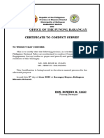 Certificate To Conduct Survey
