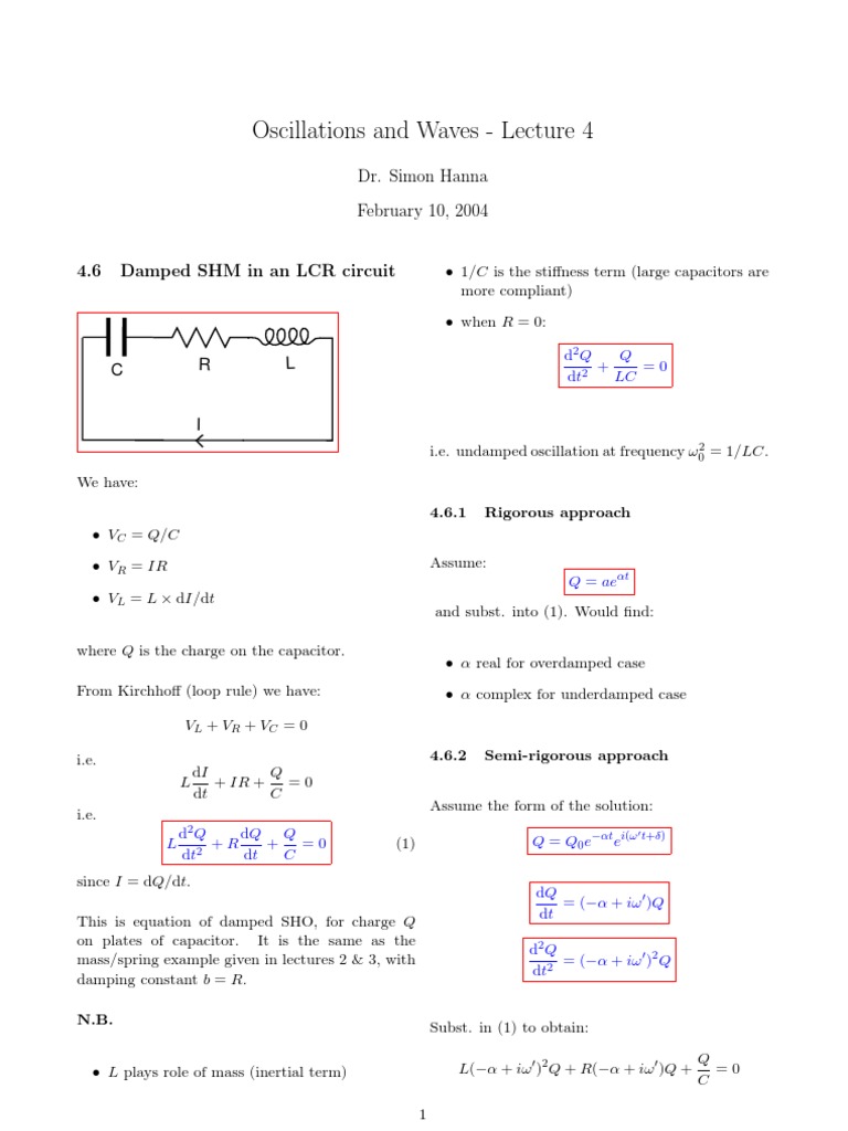Damped SHM Application Resonance Oscillation