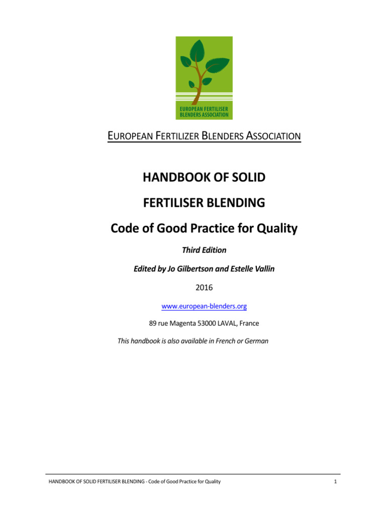 Blender Handbook 2017 Efba | PDF | Fertilizer | Urea