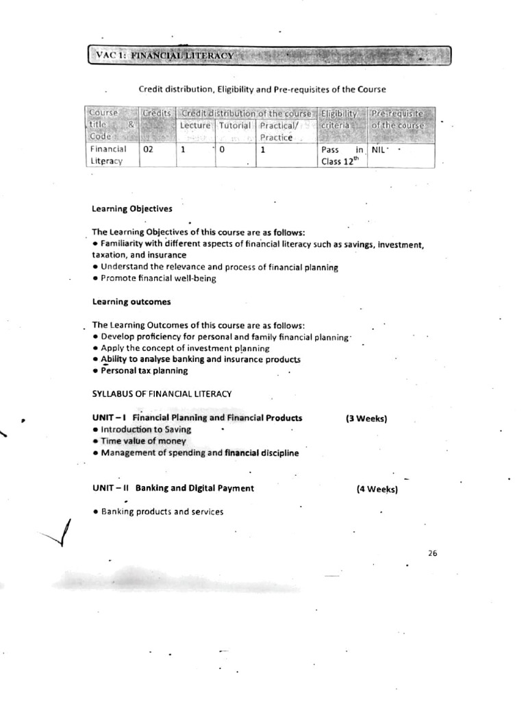 VAC Financial Literacy PDF Cost Of Living Asset Allocation
