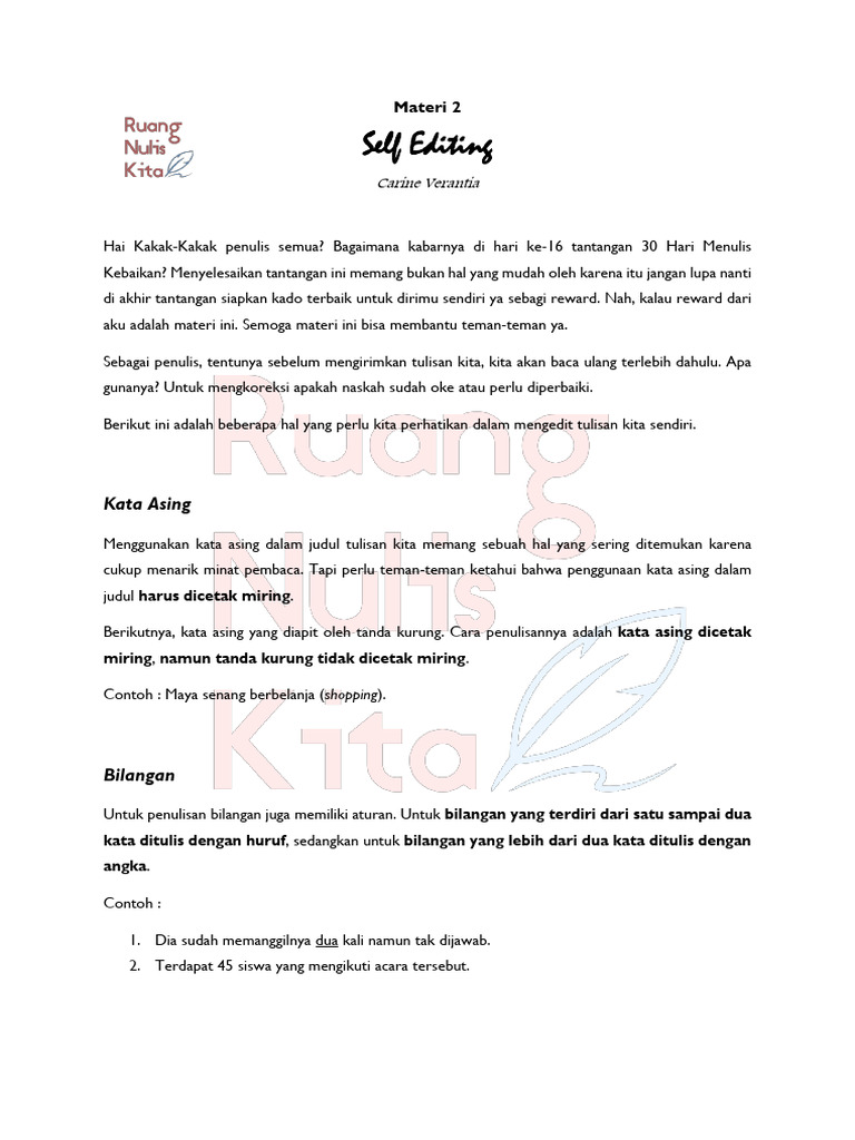 Panduan Self Editing untuk Penulis | PDF | Karier & Perkembangan | Seni ...