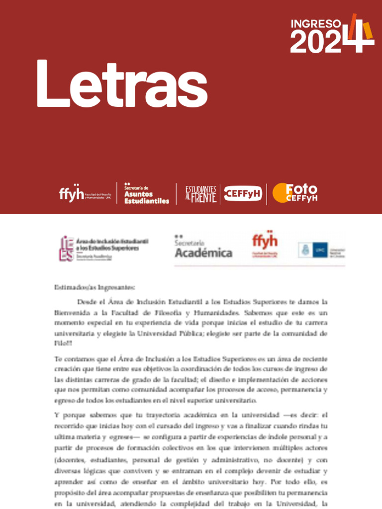 Letras 2024 | PDF | Ciencias sociales | Estudios de idiomas extranjeros