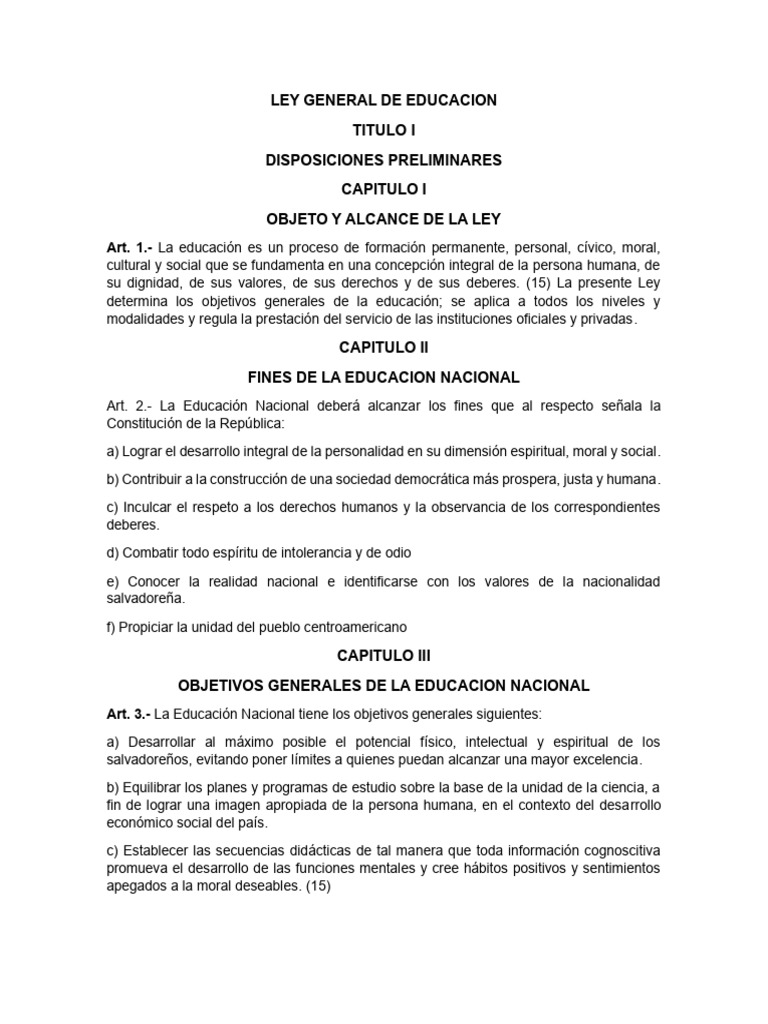 Ley General de Educacion | PDF | Evaluación | Plan de estudios