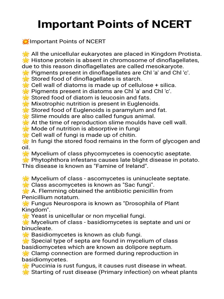 Important Points of NCERT | PDF