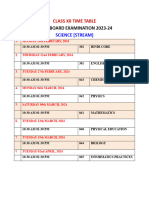 Class Xii Time Tabl - Science