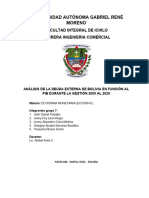 ANALISIS DE LA DEUDA EXTERNA DE BOLIVIA EN FUNCION AL PIB Mon