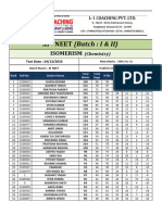 Isomerism (Chem-T.Test), 11th NEET (Batch - I & II) 24-12-23.