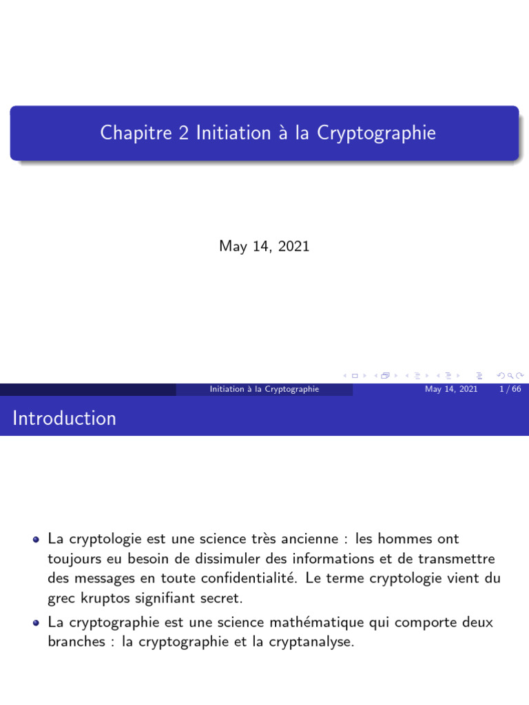 Introduction à la Cryptographie | PDF | Cryptographie | Cryptage