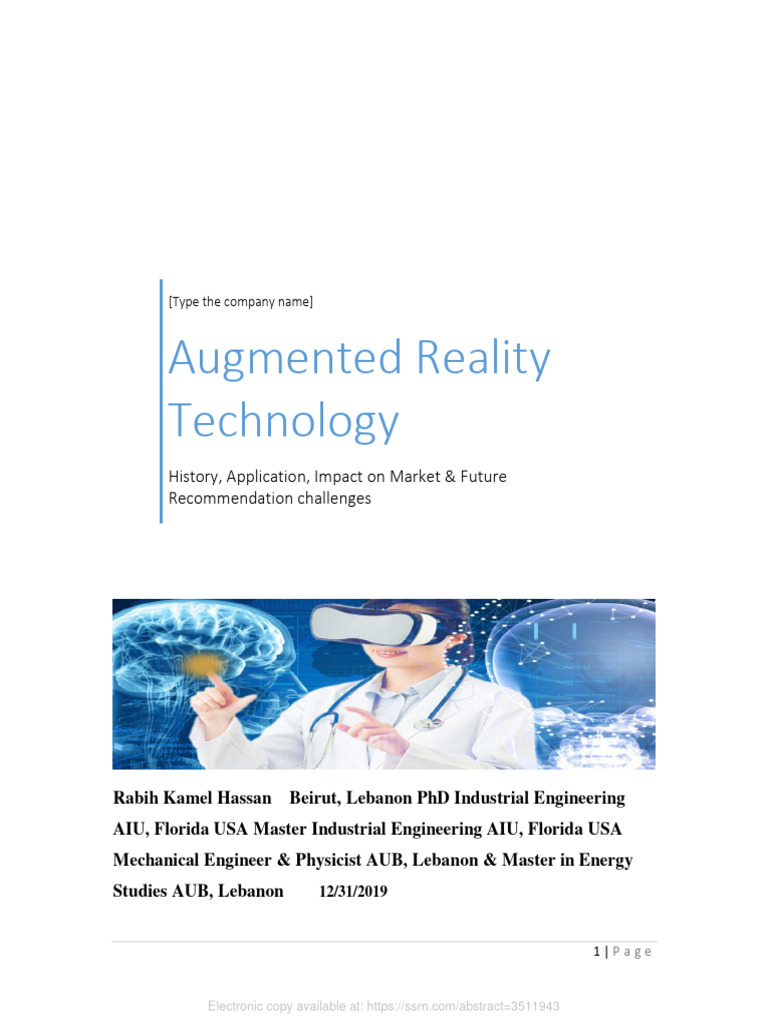 Seminar Report On Augmented Reality PDF