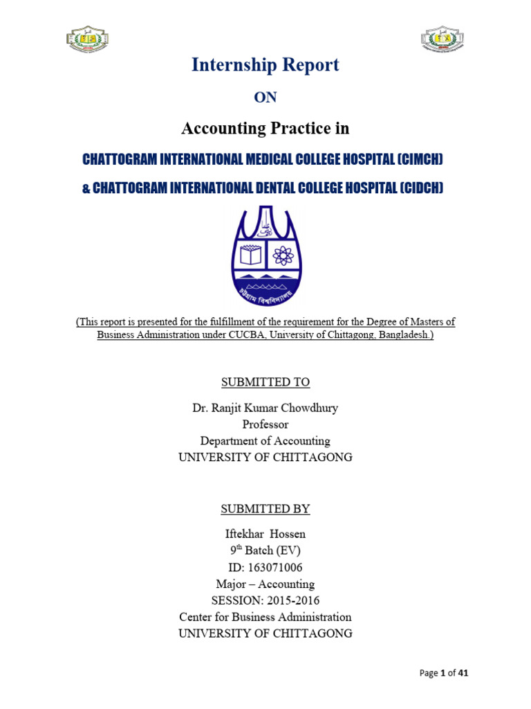 Internship Report Accounting Practice In Pdf