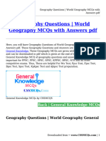 Geography Questions - World Geography MCQs With Answers PDF