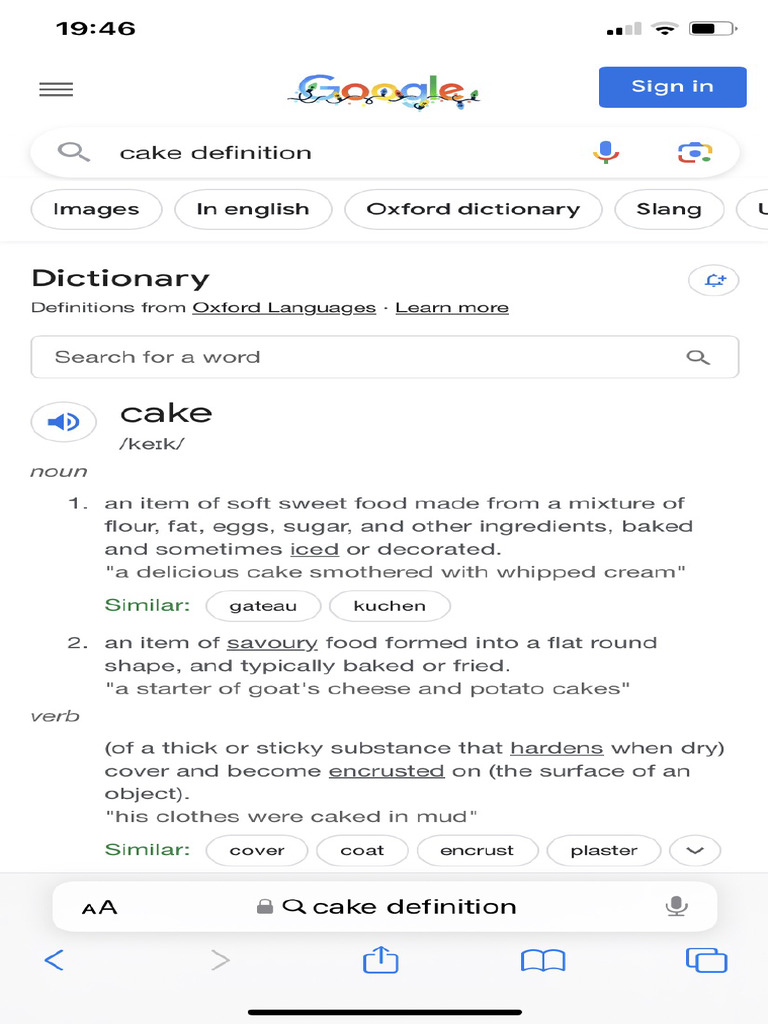 Cake Definition - Google Search | PDF