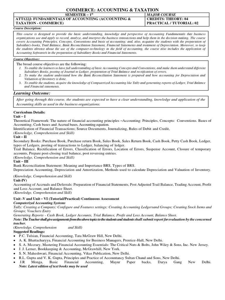 Fundamentals of Accounting Course Guide | PDF | Accounting | Financial ...