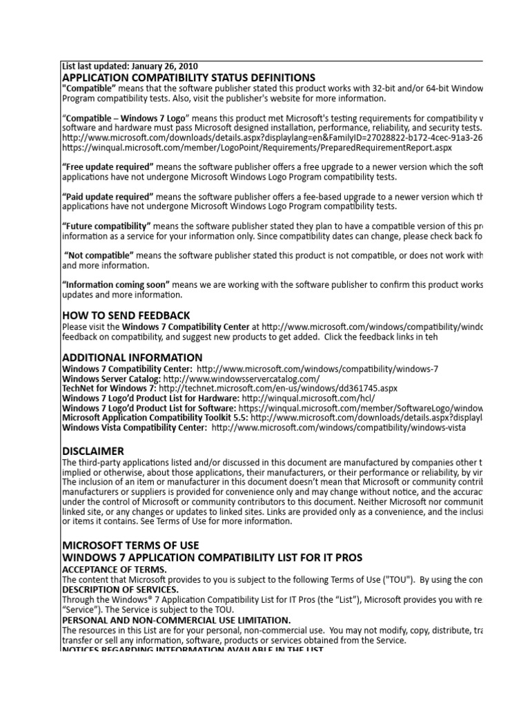 Windows 7 application compatibility list for it pros pdf adobe