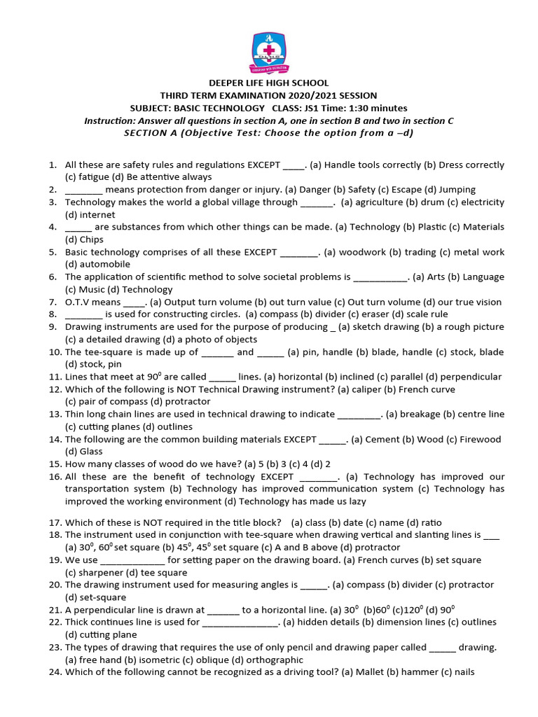 Js 1 basic tech 3rd term exam 2021 pdf tools sheet metal