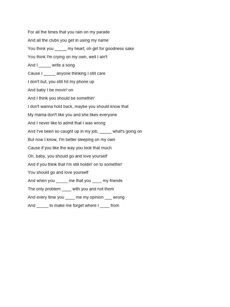 love-yourself-lyrics-with-past-simple-pdf