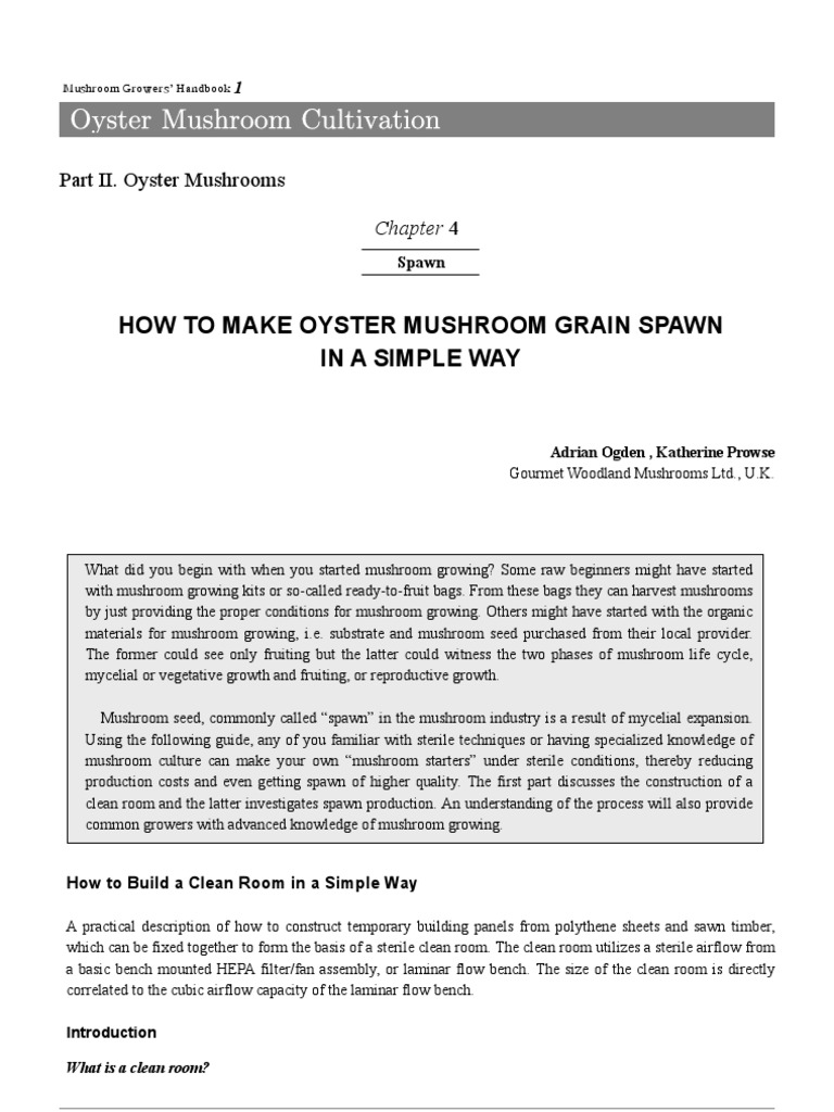 How To Make Oyster Mushroom Grain Spawn PDF