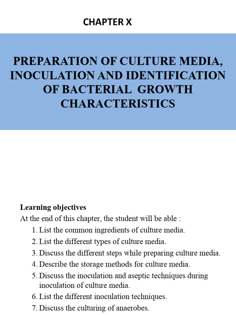 Culture Media Preparation, Inoculation PDF Growth Medium