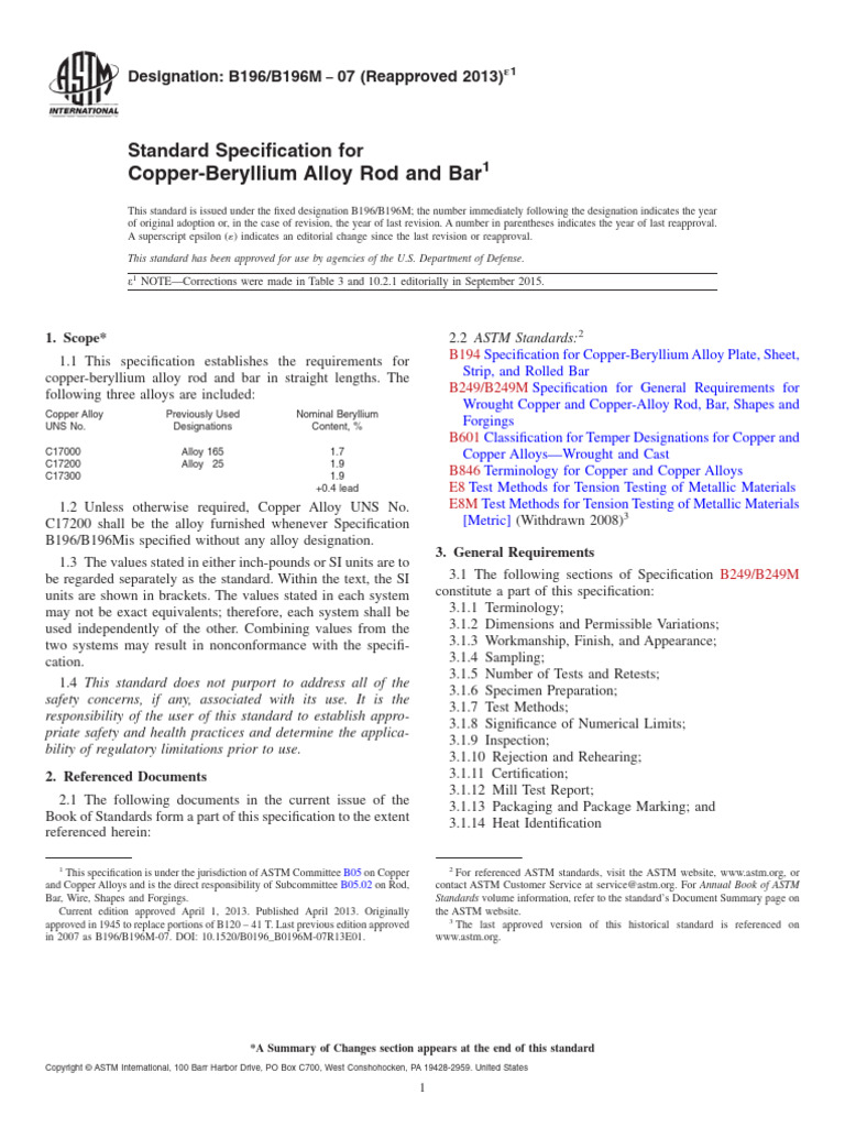 B196B196M-07 (Reapproved 2013) E1 | PDF | Heat Treating | Strength Of ...