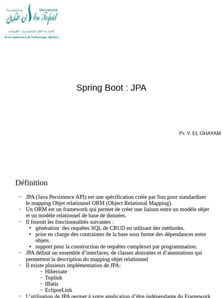 Intégration de JPA avec Spring Boot | PDF | Logiciel de gestion des ...