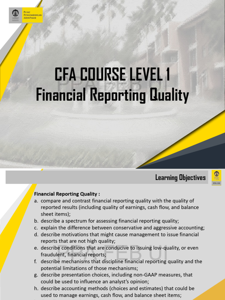 CFA Level 1: Financial Reporting Quality | PDF | Financial Statement ...