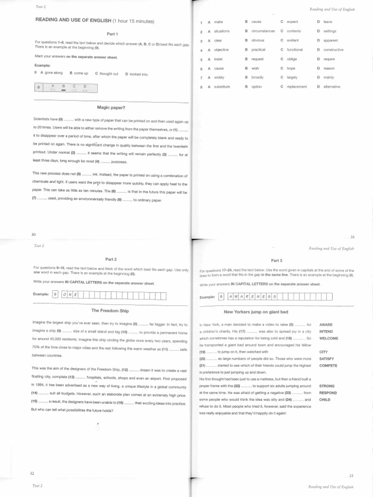 First For Schools 3 Test 2 | PDF