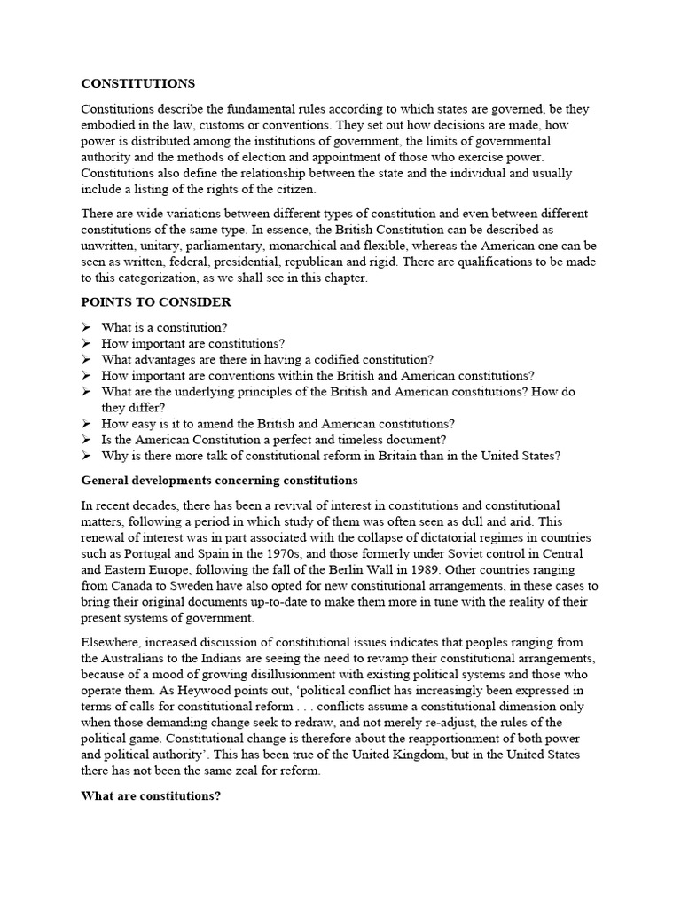 CONSTITUTIONS | PDF | Constitution | Constitution Of The United Kingdom