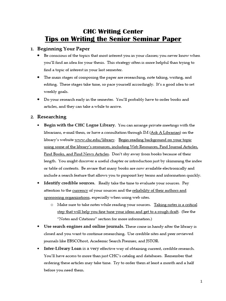 Seniorseminar Paper Pdf Libraries Books