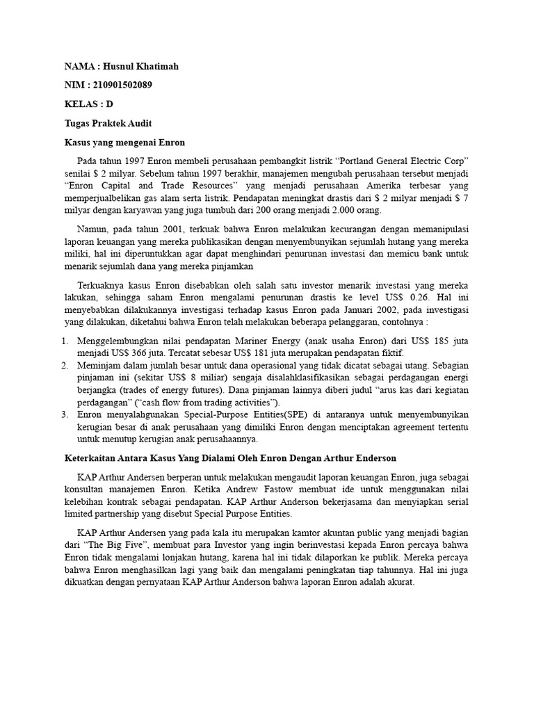 Kasus Enron Dan Arthur Andersen Pdf