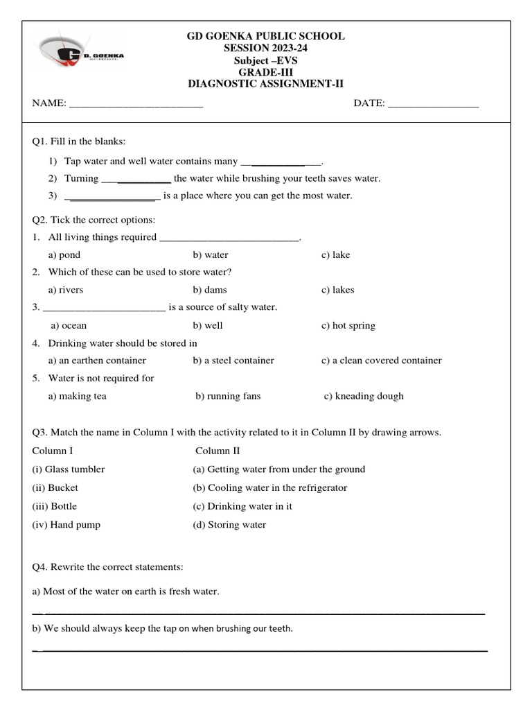 Grade 3 Diagnostic Assignment-II | PDF | Home & Garden