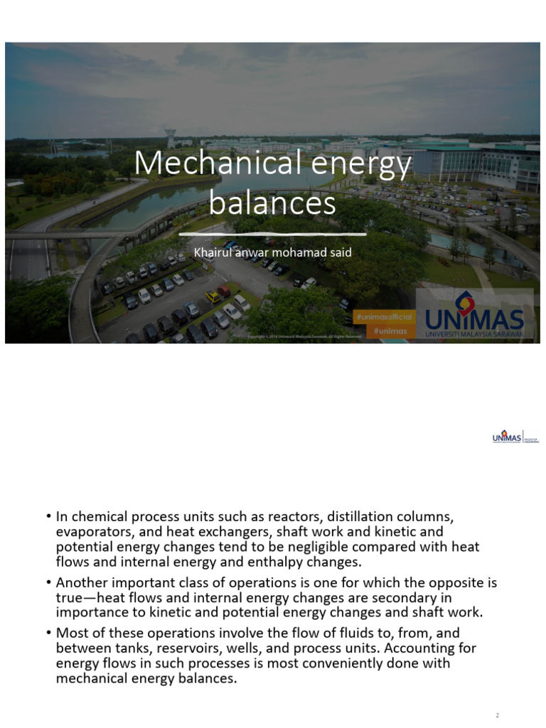 Mechanical Energy Balance 2023 PDF Fluid Dynamics Heat