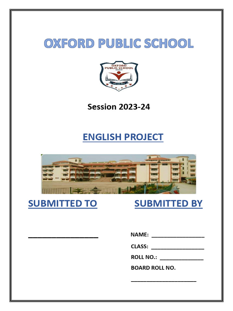 English Project - Cover Page | PDF