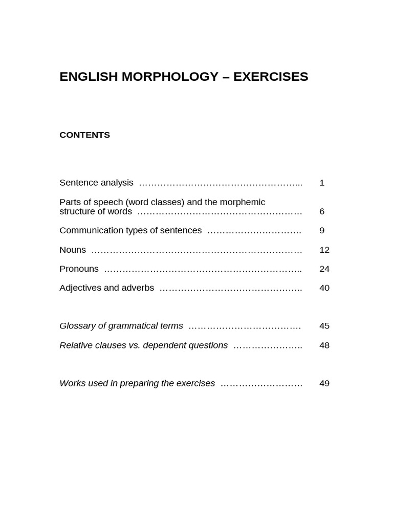 English Morphology Exercises Guide | PDF | Linguistic Morphology ...