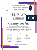 Certificate: Ms. Amaanya Kaur Dhall
